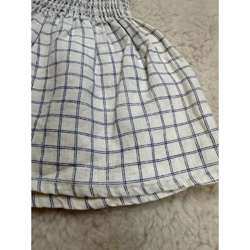 Oeuf Baby Girl Clothes 2Y 100% Linen Set Smocked Plaid Boho Tank Shorts Nautical